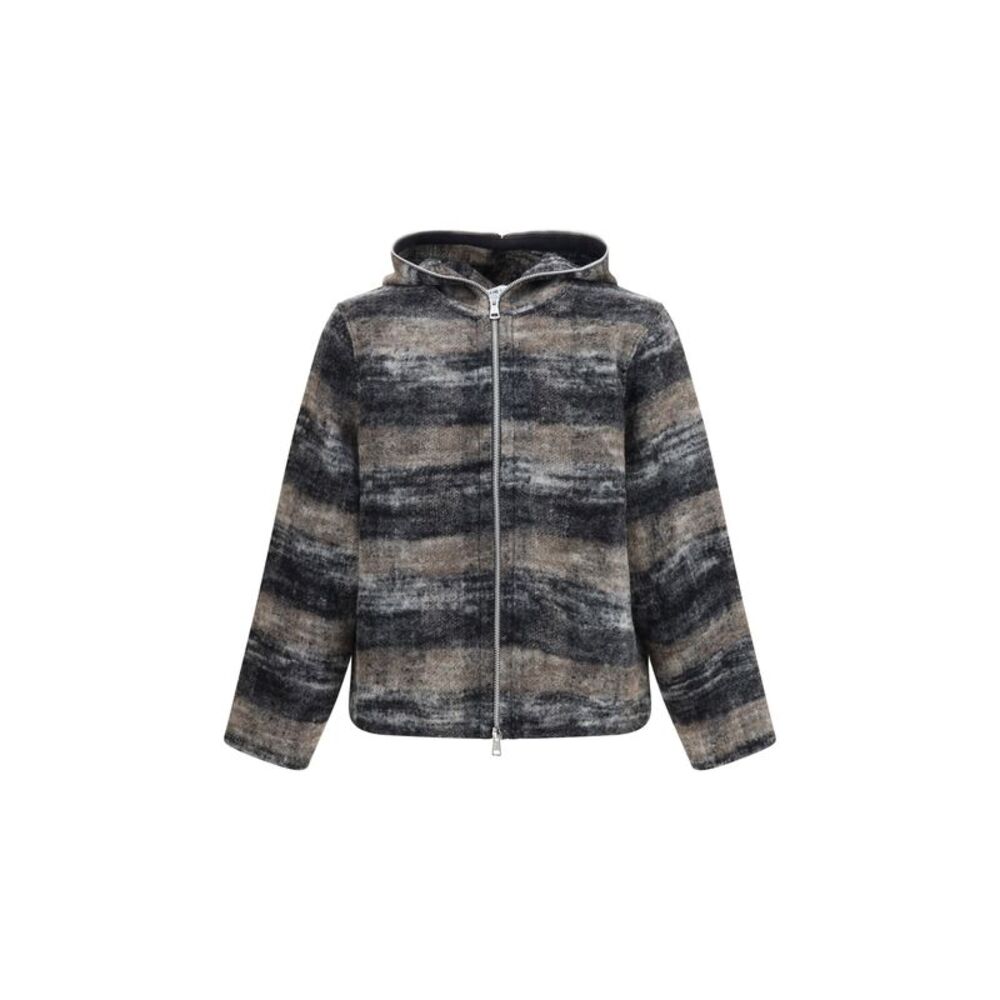 Our Legacy Men Hooded Checked Knit Sweatshirt